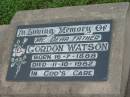 Gordon WATSON,
father,
born 16-7-1888,
died 11-10-1982;
Killarney cemetery, Warwick Shire