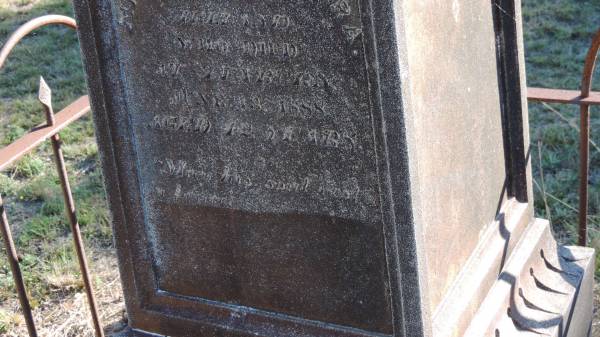 Michael McNAMARA  | d: 18 Jun 1888 aged 42 at Leyburn  | b: county Limerick?  |   | husband of Abby McNAMARA  |   | Leyburn Cemetery  |   |