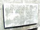 William KRAUT, father,
died 23 June 1964 aged 86 years;
Lockrose Green Pastures Lutheran Cemetery, Laidley Shire