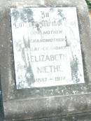 Elizabeth NIETHE, mother grandmother great-grandmother,
1887 - 1974;
Lockrose Green Pastures Lutheran Cemetery, Laidley Shire