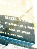 Harold Louie SPENGLER,
1-8-1913 - 1-2-2001 aged 87 years;
Hazel Annie SPENGLER, mother,
27-3-1909 - 25-9-2001 aged 92 years;
Lockrose Green Pastures Lutheran Cemetery, Laidley Shire