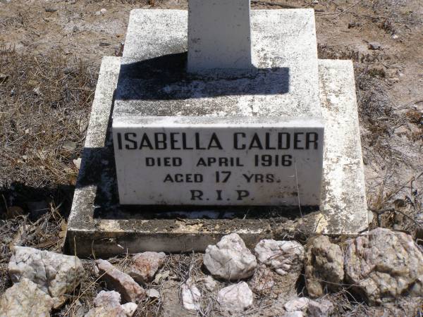 Pioneer grave (Isabella CALDER)  | d: Apr 1916, aged 17  | North Rd, near Needilup  | the road from Esperance to Albany,  | Western Australia  |
