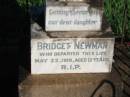 Bridget NEWMAN, daughter,
died 22 May 1916 aged 12 years;
St Michaels Catholic Cemetery, Lowood, Esk Shire