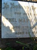 Ethel Mary BENNETT, mother,
died 11 Jan 1954 aged 53 years;
St Michaels Catholic Cemetery, Lowood, Esk Shire