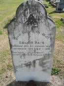 Emilie H. HAHN, born 27 Aug 1858 died 10 May 1898;
Lowood Trinity Lutheran Cemetery (Bethel Section), Esk Shire