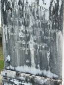 Caroline Ernestine SCHULZ, died 23 July 1923 aged 80 years, mother;
Lowood Trinity Lutheran Cemetery (Bethel Section), Esk Shire