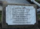 Eva REINKE, died 23 Feb 1934 aged 31 years, wife mother;
Lowood Trinity Lutheran Cemetery (Bethel Section), Esk Shire