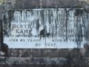 Bertha KAMP, died 19 May 1957 aged 85 years, mother;
Rudolf R.R. KAMP, died 17 Sept 1950 aged 80 years, husband father;
Lowood Trinity Lutheran Cemetery (Bethel Section), Esk Shire