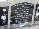 parents;
Jane Annie BEUTEL, died 2 Dec 1967 aged 80 years;
Carl Wilhelm BEUTEL, died 17 May 1968 aged 87 years;
Lowood Trinity Lutheran Cemetery (Bethel Section), Esk Shire