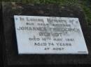 Johannes Friederich BERNDT, died 16 May 1961 aged 74 years, brother;
Lowood Trinity Lutheran Cemetery (Bethel Section), Esk Shire