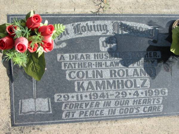 Coline Roland KAMMHOLZ, 29-11-1941 - 29-4-1996, husband father father-in-law poppy;  | Lowood Trinity Lutheran Cemetery (St Mark's Section), Esk Shire  | 