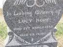 Lucy HORE,
died 22 March 1947 aged 65 years;
Ma Ma Creek Anglican Cemetery, Gatton shire