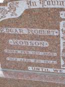 Edgar Robert ROBSON,
born 15 Feb 1885 died 2 April 1974;
Elsie May ROBSON,
born 27 June 1889 died 2 May 1963;
Ma Ma Creek Anglican Cemetery, Gatton shire
