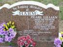 Pearl Lillian HARM (nee ALTHAUS),
born 25-9-1928 died 21-11-2003 aged 75 years,
husband Kev, children Gary & Trevor;
Ma Ma Creek Anglican Cemetery, Gatton shire