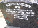 Hazel Daisy ZESSIN,
wife mother,
died 30 Jan 1975 aged 57 years;
Ma Ma Creek Anglican Cemetery, Gatton shire