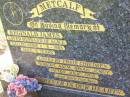 Reginald James METCALF,
husband of Alice,
died 8-8-1993 aged 78 years;
children Robert, Anita, Brian, Jenny, Peter,
Julie, Paul & families;
Ma Ma Creek Anglican Cemetery, Gatton shire