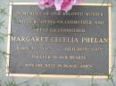 Margaret Cecelia PHELAN,
mother grandmother great-grandmother,
born 3-2-1925 died 18-5-2003;
Maclean cemetery, Beaudesert Shire