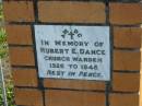Hubert E. DANCE, Church warden 1926-1948;
Marburg Anglican Cemetery, Ipswich