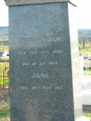 Thomas DIXON, died 19? Oct 1905;
Jane, wife of Thomas DIXON, died 28 May 1917;
Annie KEDDIE, died 2 March 1933 aged 69 years;
Andrew, husband of Annie KEDDIE, late of Broadway St, South Brisbane,
born 12 Jan 1860, died Thorton Scotland 9 June 1920;
Marburg Anglican Cemetery, Ipswich