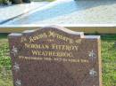 Norman Fitzroy WEATHERHOG, 9 Nov 1918 - 10 Oct 1981;
Marburg Anglican Cemetery, Ipswich