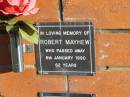 Robert MAYHEW,
died 6 Jan 1990 aged 62 years;
Marburg Anglican Cemetery, Ipswich