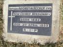
(Father) Augustin BECKER,
New Guinea missionary,
born 1882 died 3 April 1959;
Woodlands cemetery, Marburg, Ipswich
