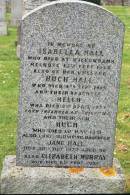 Isabella HALL
d: Willowbank Melrose 10 Feb 1925
husband
Hugh HALL
d: 4 Sep 1915
daughter
Helen (HALL)
d 9 Apr 1923
both interred Crieff
son
Hugh (HALL)
d: 1 May 1941
last surviving daughter
Jane HALL
d: 30 Oct 1972 aged 96
Elizabeth MURRAY
d: 6 Feb 1930
Melrose cemetery, Roxburgshire, Scotland