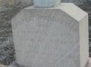 
Charles BRIDGEMAN,
father,
died 14? Nov 1916? aged 65 years,
erected by wife & family;
Roland [unreadable];
Myrah Frances BRIDGEMAN,
mother,
[unreadable];
Meringandan cemetery, Rosalie Shire
