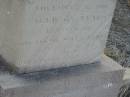 
Charles BRIDGEMAN,
father,
died 14? Nov 1916? aged 65 years,
erected by wife & family;
Roland [unreadable];
Myrah Frances BRIDGEMAN,
mother,
[unreadable];
Meringandan cemetery, Rosalie Shire
