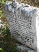 Eunice LAVENDER,
born Wadhurst Sussex England 12 Feb 1887,
died Toowoomba 21 Feb 1890;
Annie LAVENDER,
auntie,
died 20 Sept 1962 aged 80 years;
Meringandan cemetery, Rosalie Shire