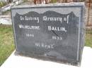 Wilhelmine BALLIN,
1849 - 1933;
Minden Baptist, Esk Shire