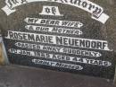 Rosemarie NEUENDORF, wife mother,
died suddenly 1 Jan 1989 aged 44 years;
Minden Baptist, Esk Shire