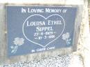 Louisa Ethel SIPPEL,
27-6-1929 - 10-3-1991;
St Johns Evangelical Lutheran Church, Minden, Esk Shire