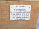 Rev F.W. NOACK;
St Johns Evangelical Lutheran Church, Minden, Esk Shir