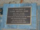 Clara Bertha BOES,
26-11-1913 - 3-9-2006,
mother of Pat (& Otto),
grandmother of Veronica (& John) & Andrew,
great-grandmother of Brandon;
Mooloolah cemetery, City of Caloundra