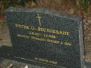Peter G. STUECKRADT,
11-8-1927 - 7-3-1998,
husband father opa;
Mooloolah cemetery, City of Caloundra