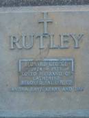 Leonard George RUTLEY,
1924 - 1979,
husband of Catherine,
father of Sandra, Kaye, Kerry & Dan;
Mooloolah cemetery, City of Caloundra