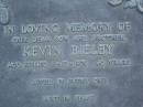 Kevin BIELBY,
son brother,
accidentally killed 9-12-1978 aged 40 years;
Mooloolah cemetery, City of Caloundra