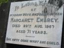 Margeret EMBREY
d: 29 Aug 1967, aged 71
Mt Cotton Gramzow Cornubia Carbrook Lutheran Cemetery, Logan City