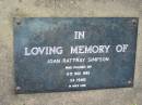 Joan Rattray SIMPSON
6 Nov 1983, aged 54
Mt Cotton Gramzow Cornubia Carbrook Lutheran Cemetery, Logan City