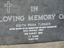 Edith Rosa TURNER
10 Aug 1990, aged 77
Mt Cotton Gramzow Cornubia Carbrook Lutheran Cemetery, Logan City