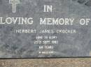 Herbert James CROCKER
25 Sep 1982, aged 68
Mt Cotton Gramzow Cornubia Carbrook Lutheran Cemetery, Logan City