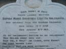 Sophia Maria Dorothea Lisetta HOLZAPFEL
(wife of Hermann HOLZAPFEL)
b: 12 Apr 1857, d: 8 Aug 1913
Hermann HOLZAPFEL
b: 14 Jun 1851 d: 28 Jul 1927
Mt Cotton Gramzow Cornubia Carbrook Lutheran Cemetery, Logan City