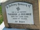 Theodor J GREINKE
9 Jun 1949, aged 77
Mount Beppo Apostolic Church Cemetery