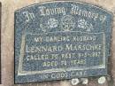 Lennard MARSCHKE
9 May 1987, aged 76
Mount Beppo Apostolic Church Cemetery