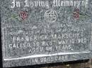 Frederick MARSCHKE
10 May 1980, aged 68
Mount Beppo Apostolic Church Cemetery