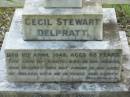 Cecil Stewart DELPRATT,
died 11 April 1943 aged 65 years;
Jessie Madelaine DELPRATT,
died 23 June 1953 aged 73 years;
Mundoolun Anglican cemetery, Beaudesert Shire