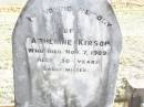 Catherine KIRSOP,
died 7 Nov 1909 aged 56 years;
Murphys Creek cemetery, Gatton Shire