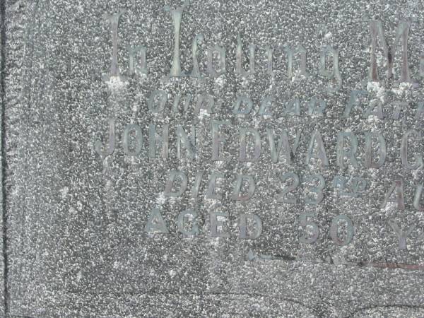 John Edward GUMBLETON,  | father,  | died 23 Aug 1959 aged 50 years;  | Murwillumbah Catholic Cemetery, New South Wales  | 