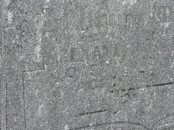 Alexander (Taff) SWEETNAM,  | husband father,  | died 24 Jan 1953 aged 53 years;  | Murwillumbah Catholic Cemetery, New South Wales  | 